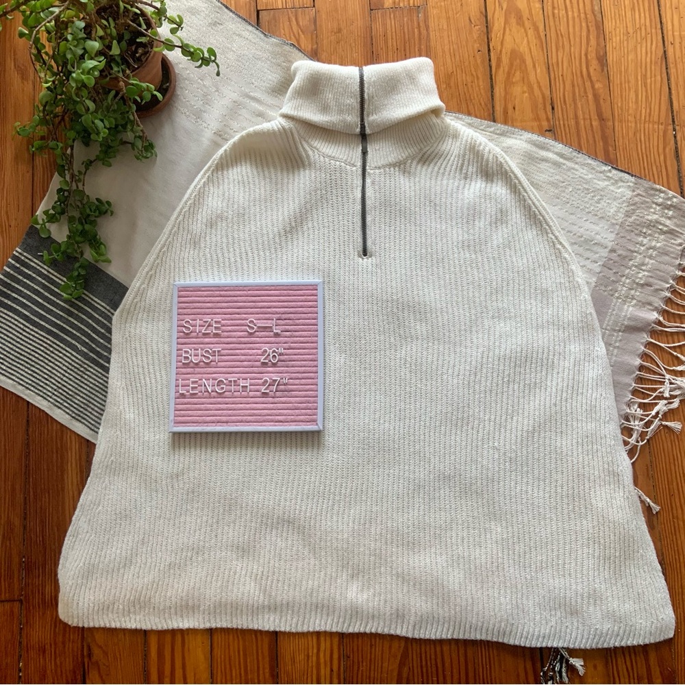 J. Jill Quarter Zip Cowl Neck Poncho Sweater